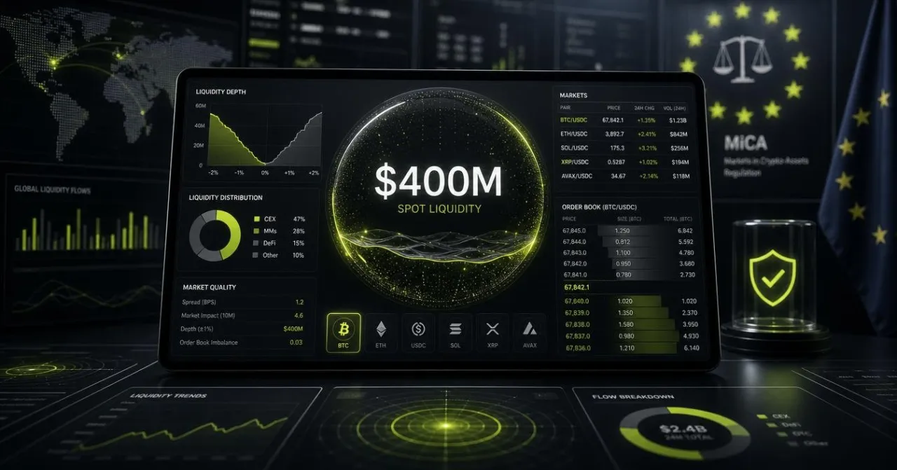 Kraken Leads MiCA Exchanges with $400M Spot Liquidity