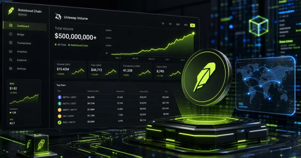 Robinhood Chain Hits $500 Million Uniswap Volume in First Week